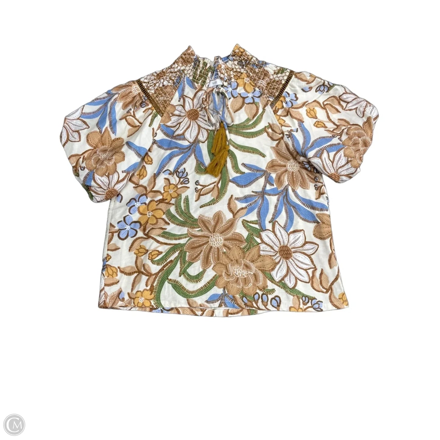 Top Short Sleeve By Voy In Blue & Brown, Size: S