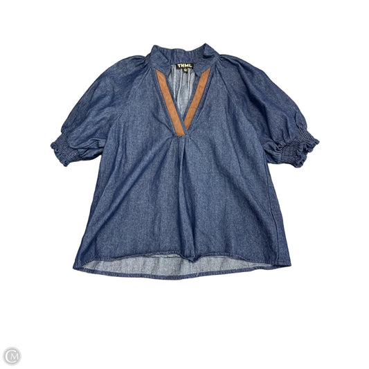 Top Short Sleeve By Thml In Blue Denim, Size: S