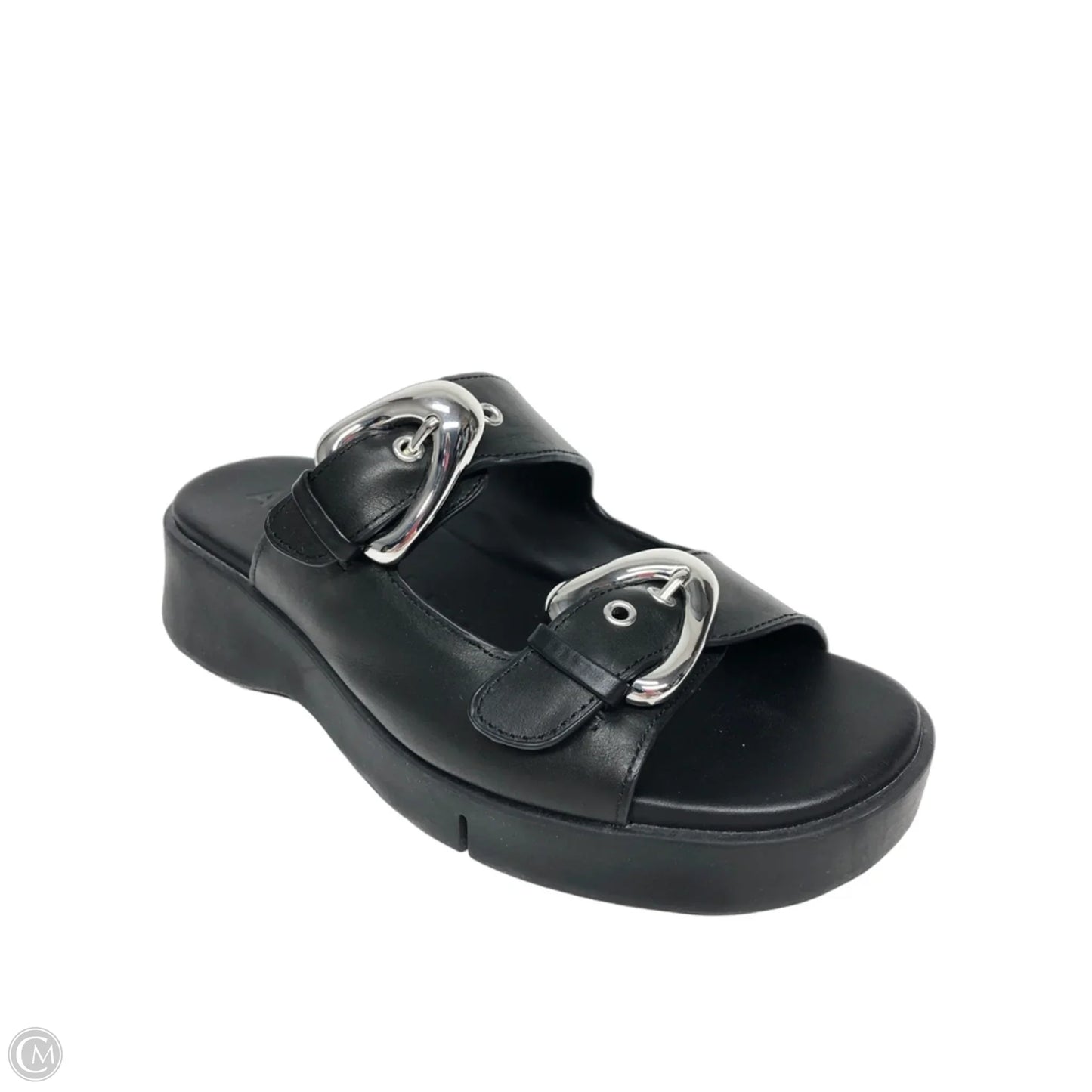 Sandals Heels Platform By Aerosoles In Black & Silver, Size: 6.5