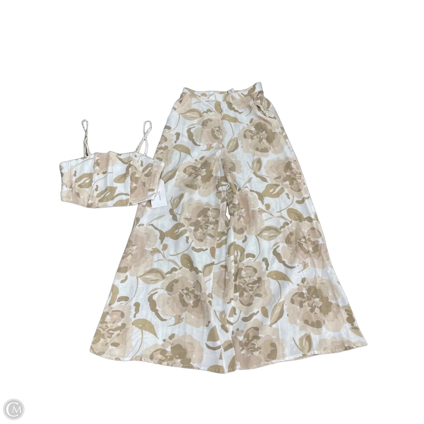 Pants Set 2pc By Clothes Mentor In Tan & White, Size: S
