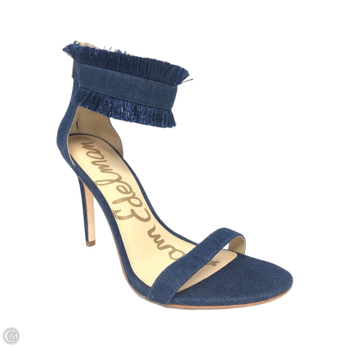 Sandals Heels Stiletto By Sam Edelman In Blue Denim, Size: 10