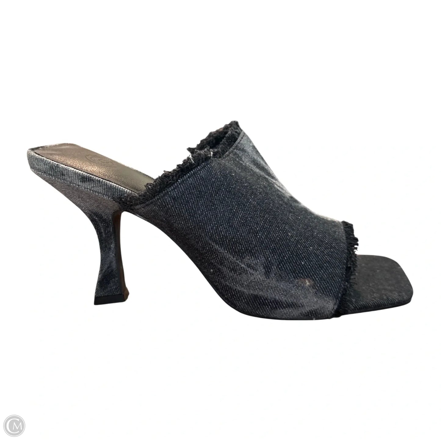 Sandals Heels Block By Urban Outfitters In Grey Denim, Size: 10