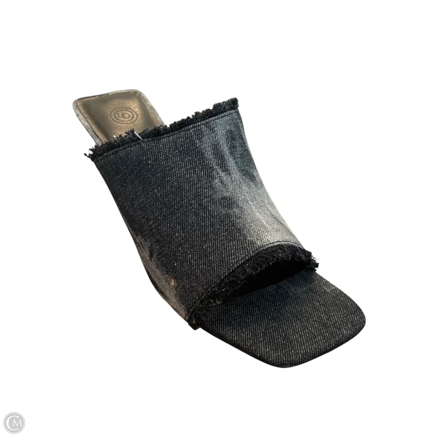 Sandals Heels Block By Urban Outfitters In Grey Denim, Size: 10