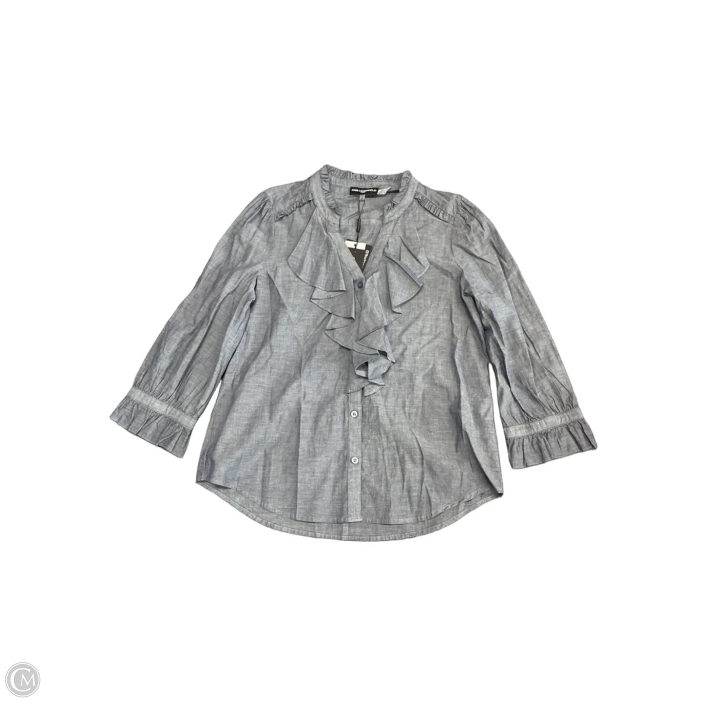 Blouse Designer By Karl Lagerfeld In Blue, Size: S