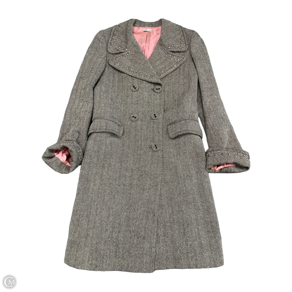 Coat Wool By Anna Molinari In Black & Cream, Size: S