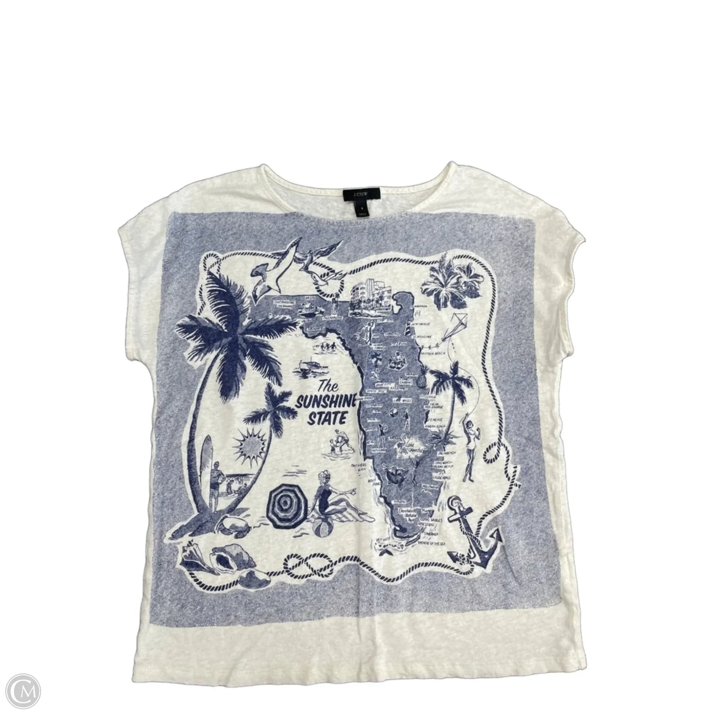 Top Short Sleeve By J. Crew In Blue & White, Size: S