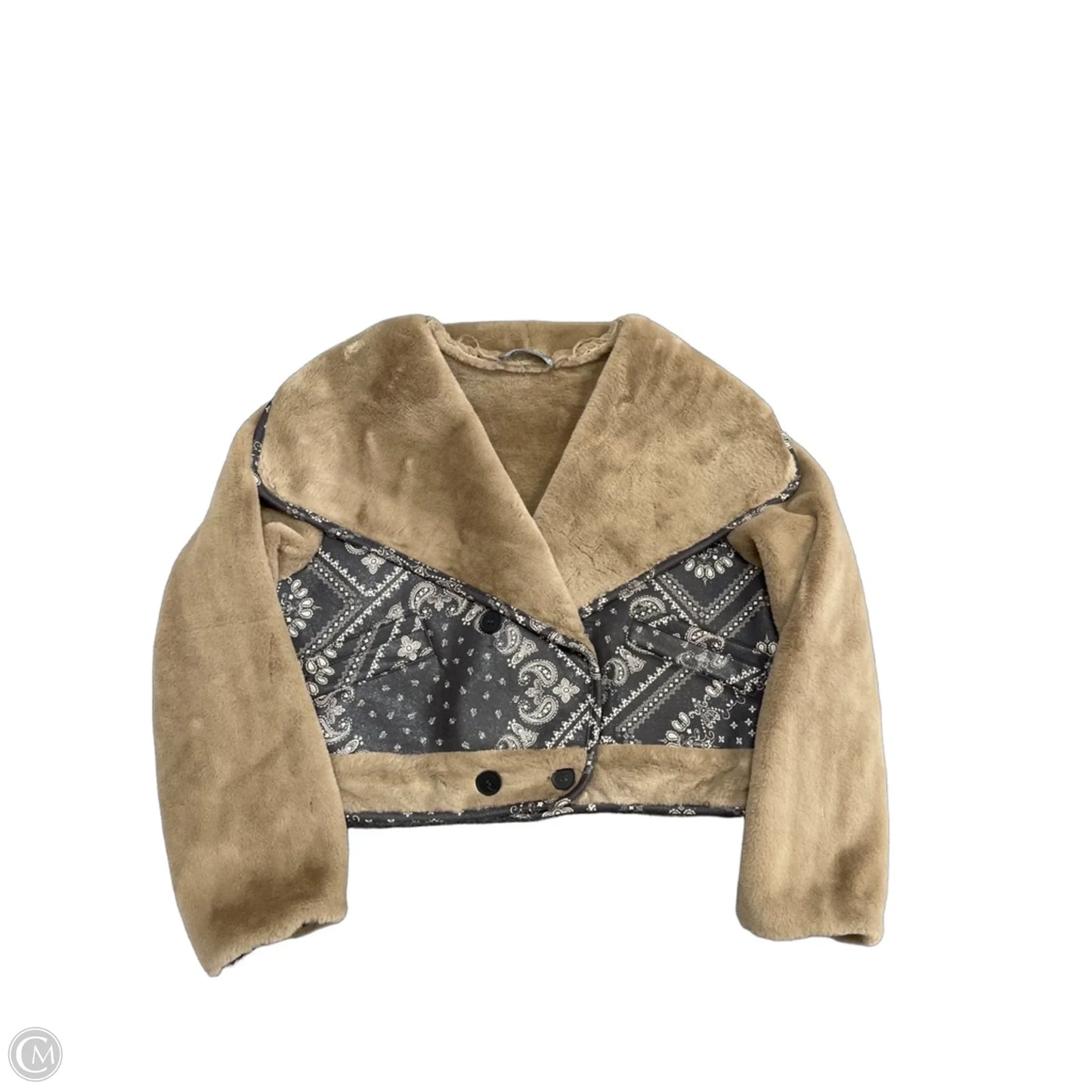 Jacket Faux Fur & Sherpa By Blue B In Brown & Grey, Size: S
