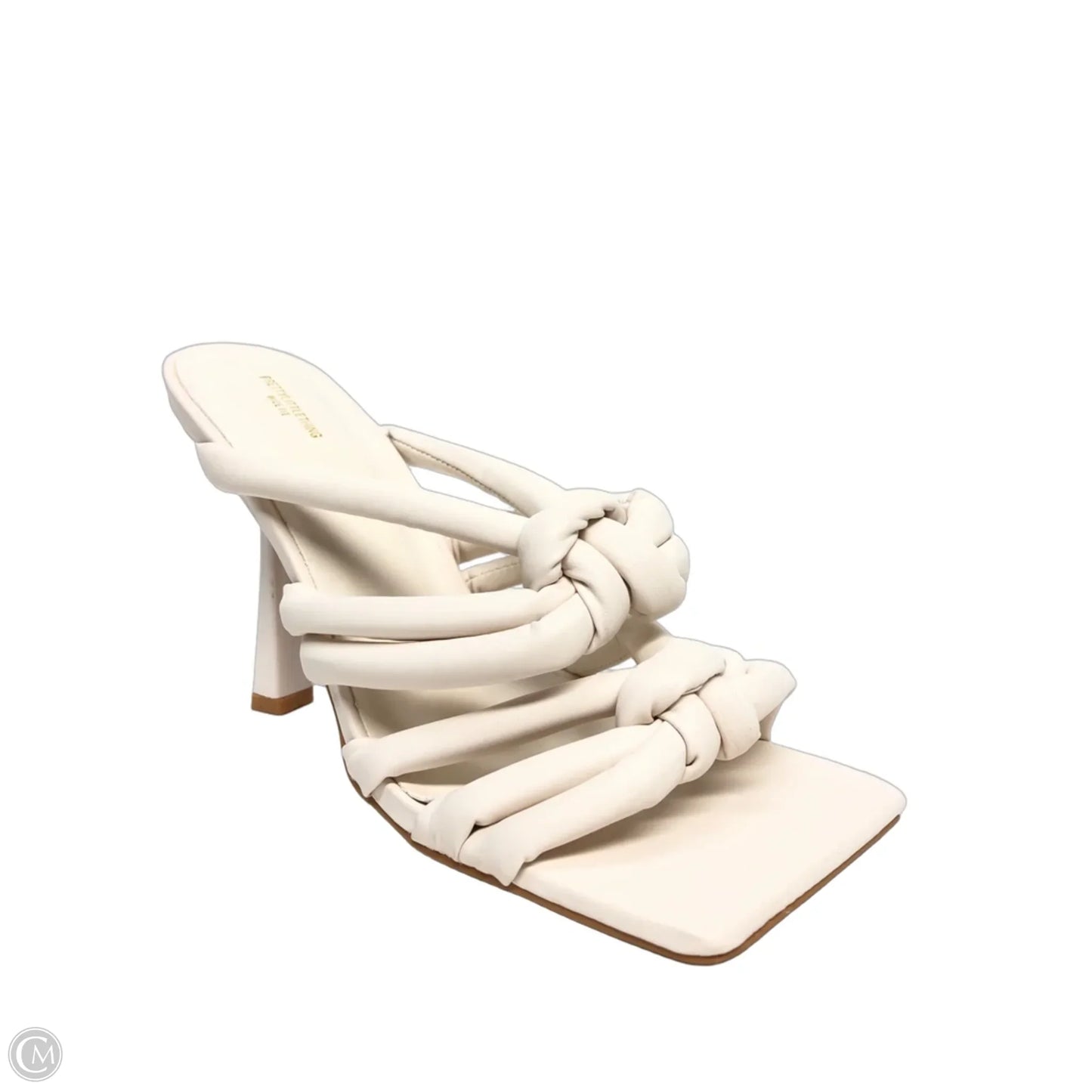Sandals Heels Block By Pretty Little Thing In Cream, Size: 9