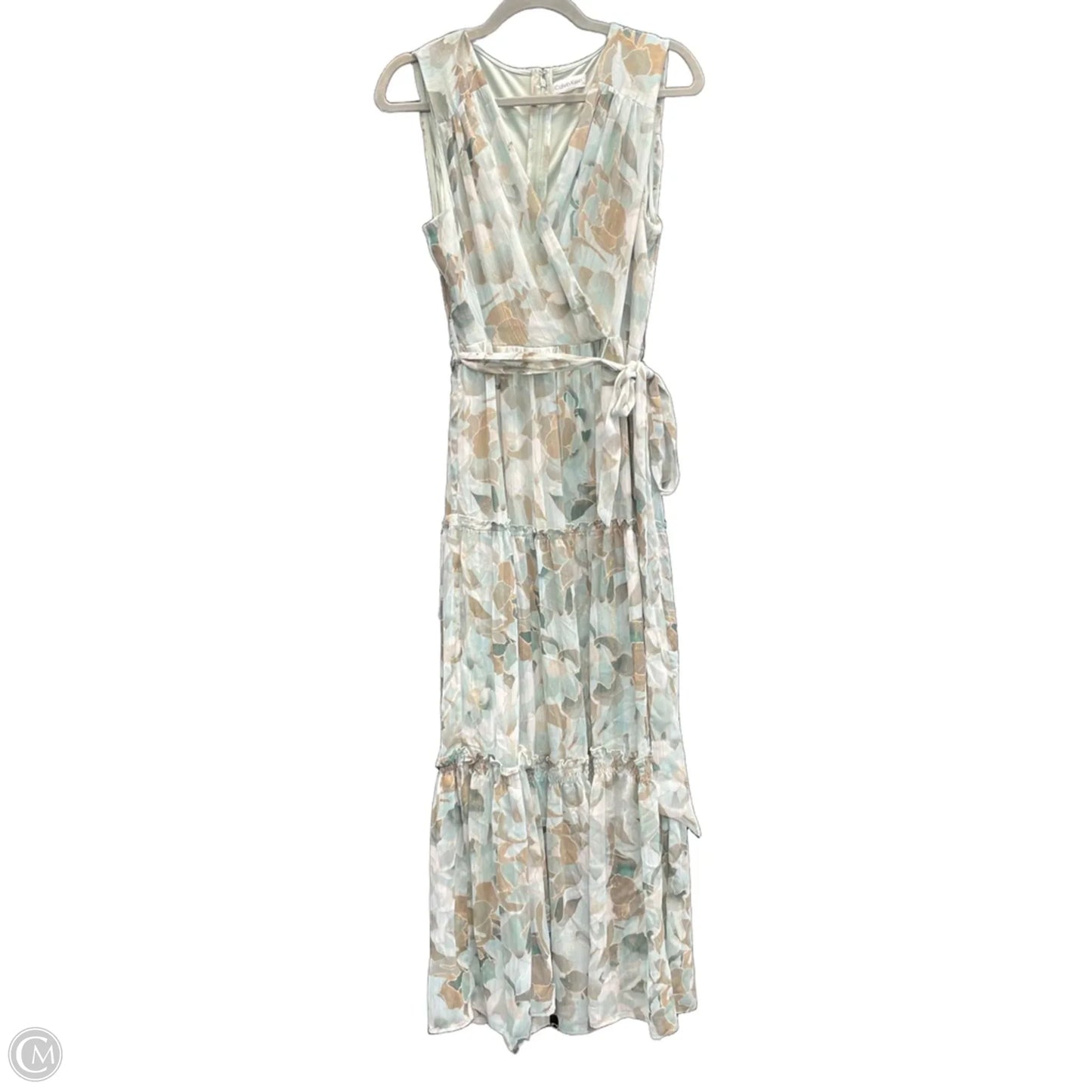Dress Casual Maxi By Calvin Klein In Blue & Green, Size: 14