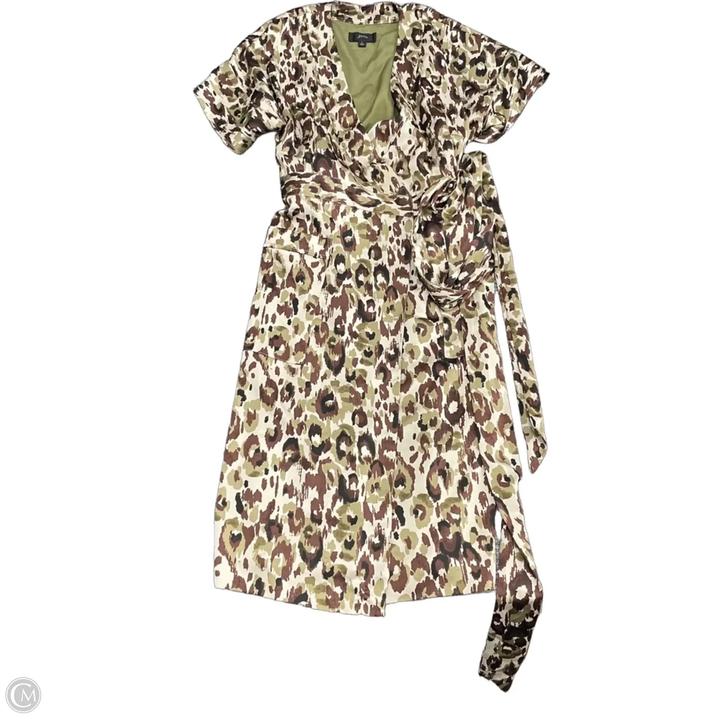 Dress Casual Midi By J. Crew In Brown & Green, Size: L