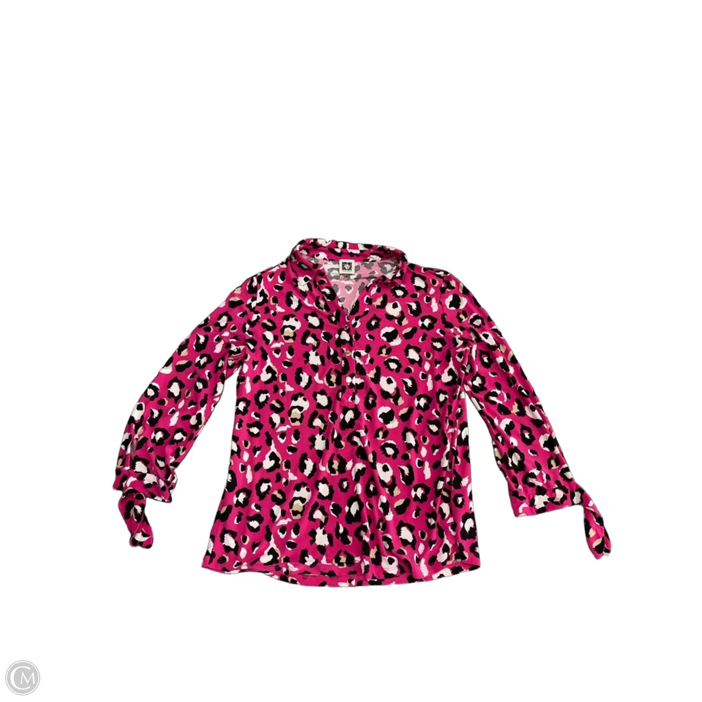 Top Long Sleeve By Anne Klein In Black & Pink, Size: S