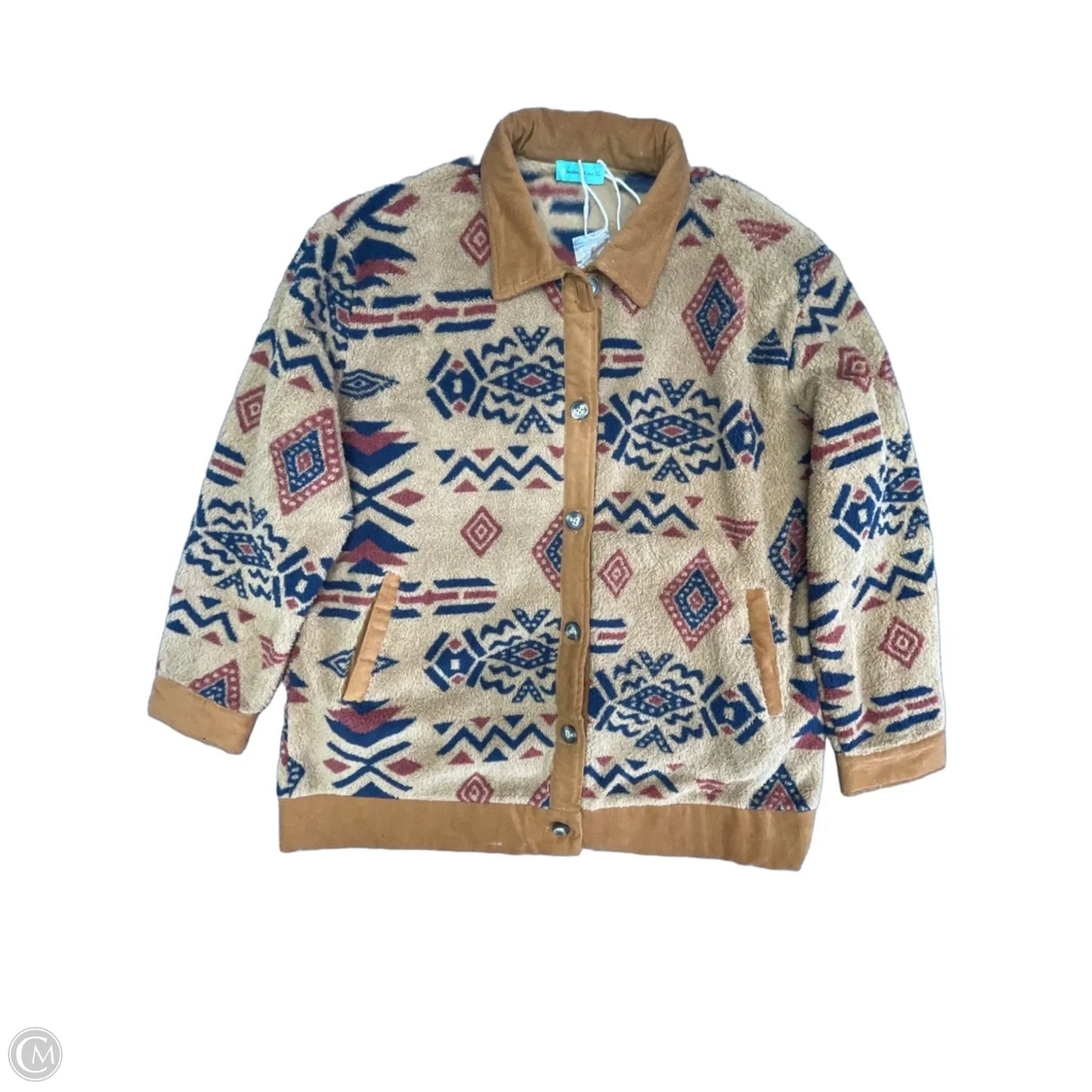 Jacket Fleece By Clothes Mentor In Tan, Size: Xl