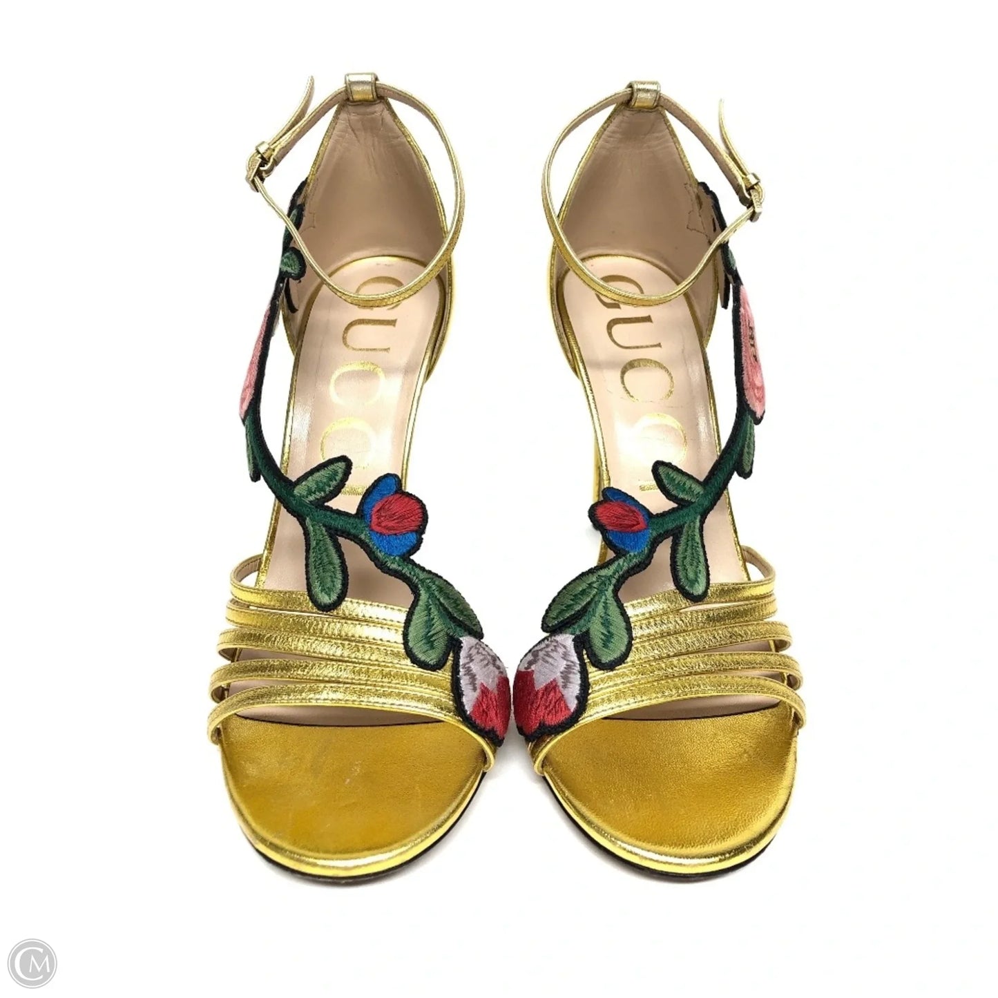 Sandals Luxury Designer By Gucci In Gold, Size: 8.5