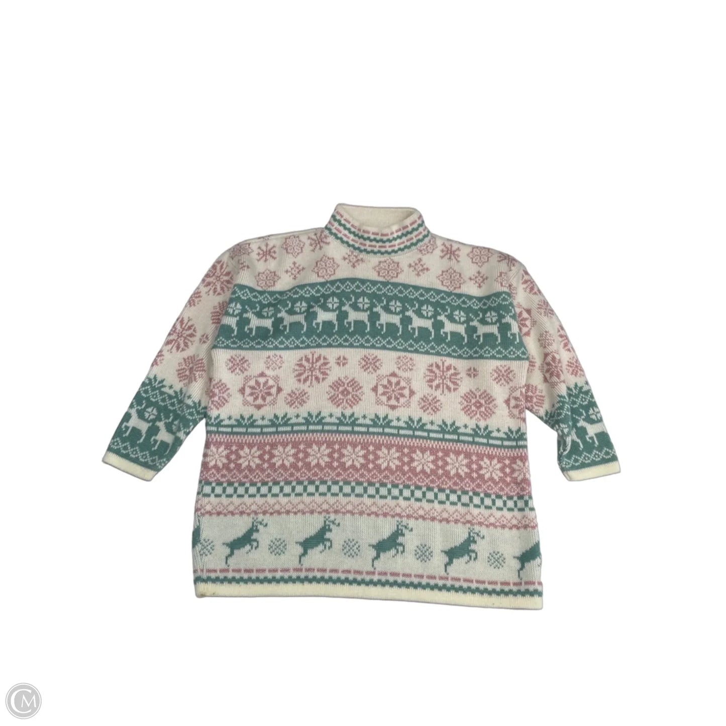 Sweater By Clothes Mentor In Pink & White, Size: Xl