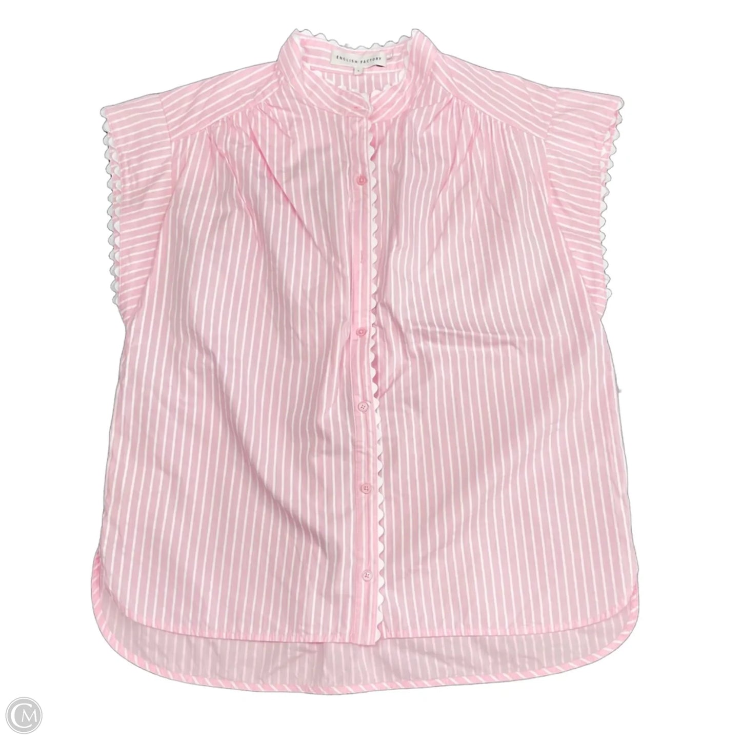 Top Short Sleeve By English Factory In Pink & White, Size: L