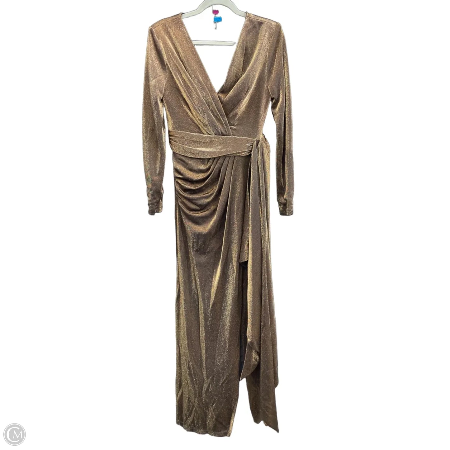 Dress Party Long By Dress The Population In Black & Gold, Size: M