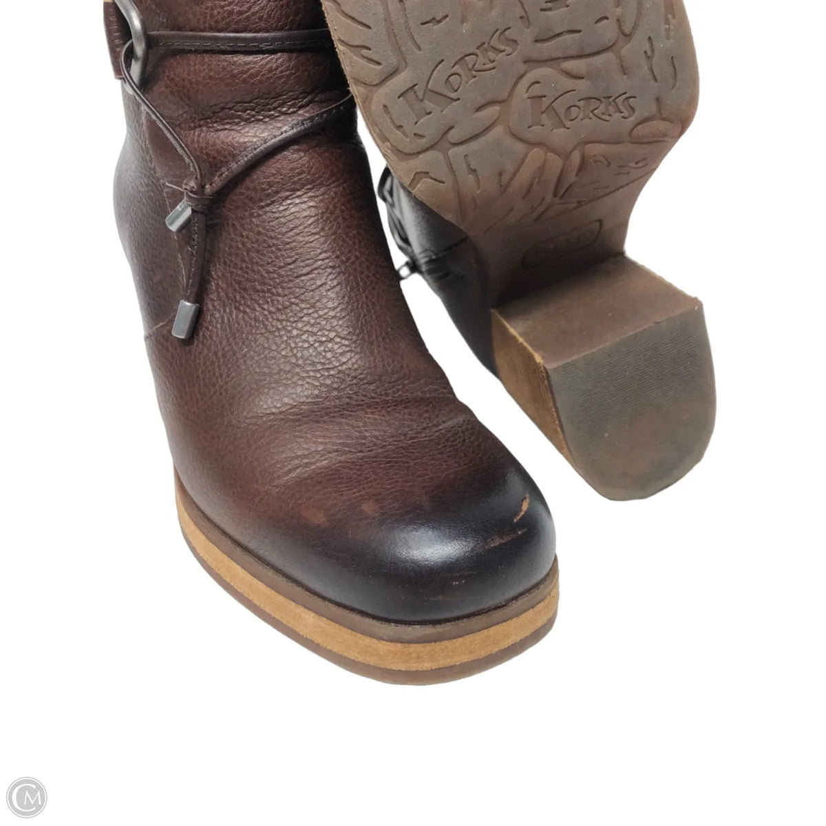 Boots Ankle Heels By Korks In Brown, Size: 7