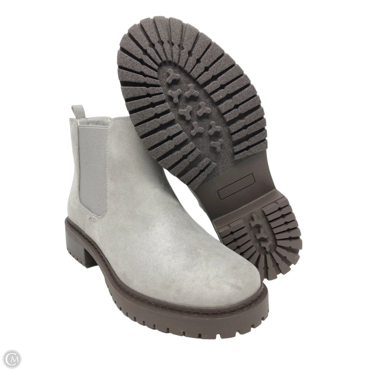 Boots Ankle Heels By Clothes Mentor In Grey, Size: 7.5