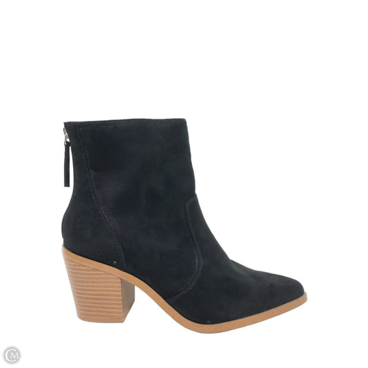 Boots Ankle Heels By Abound In Black & Brown, Size: 9