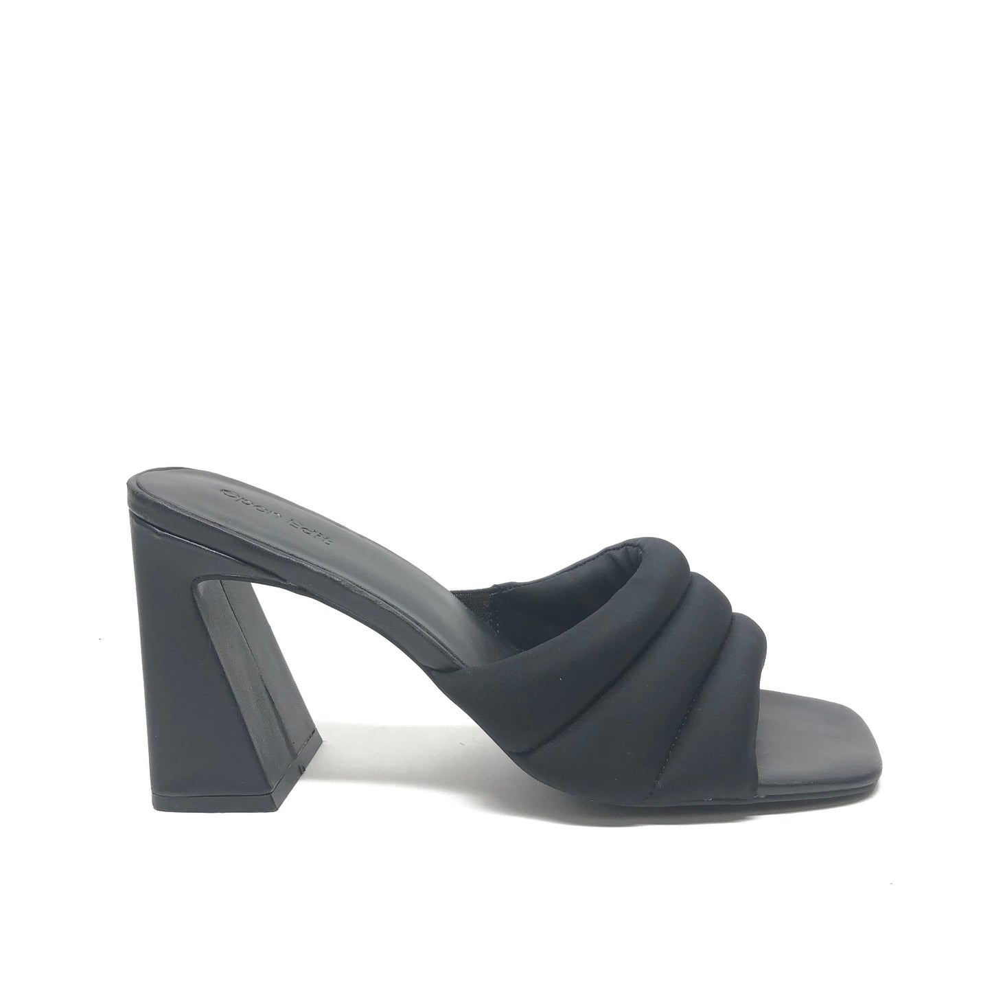 Black Sandals Heels Block Open Edit, Size 10