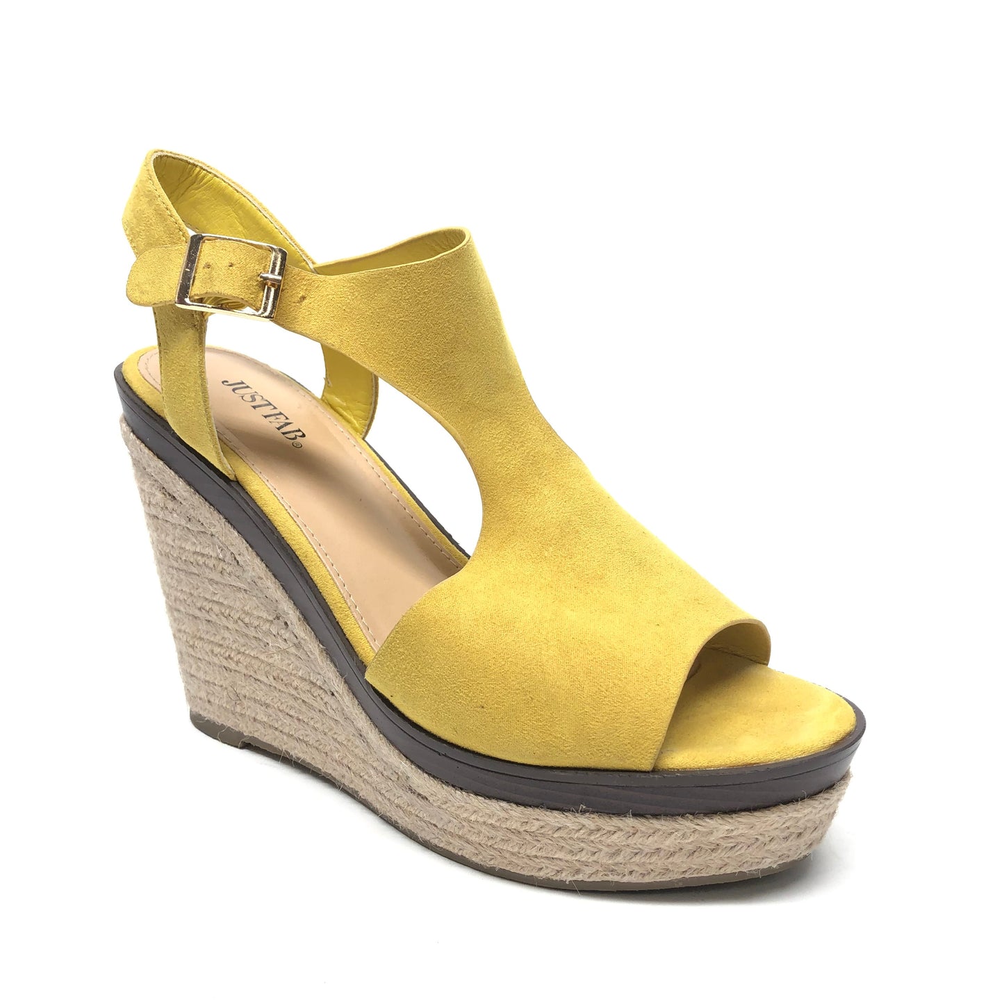 Yellow Sandals Heels Wedge Just Fab, Size 11