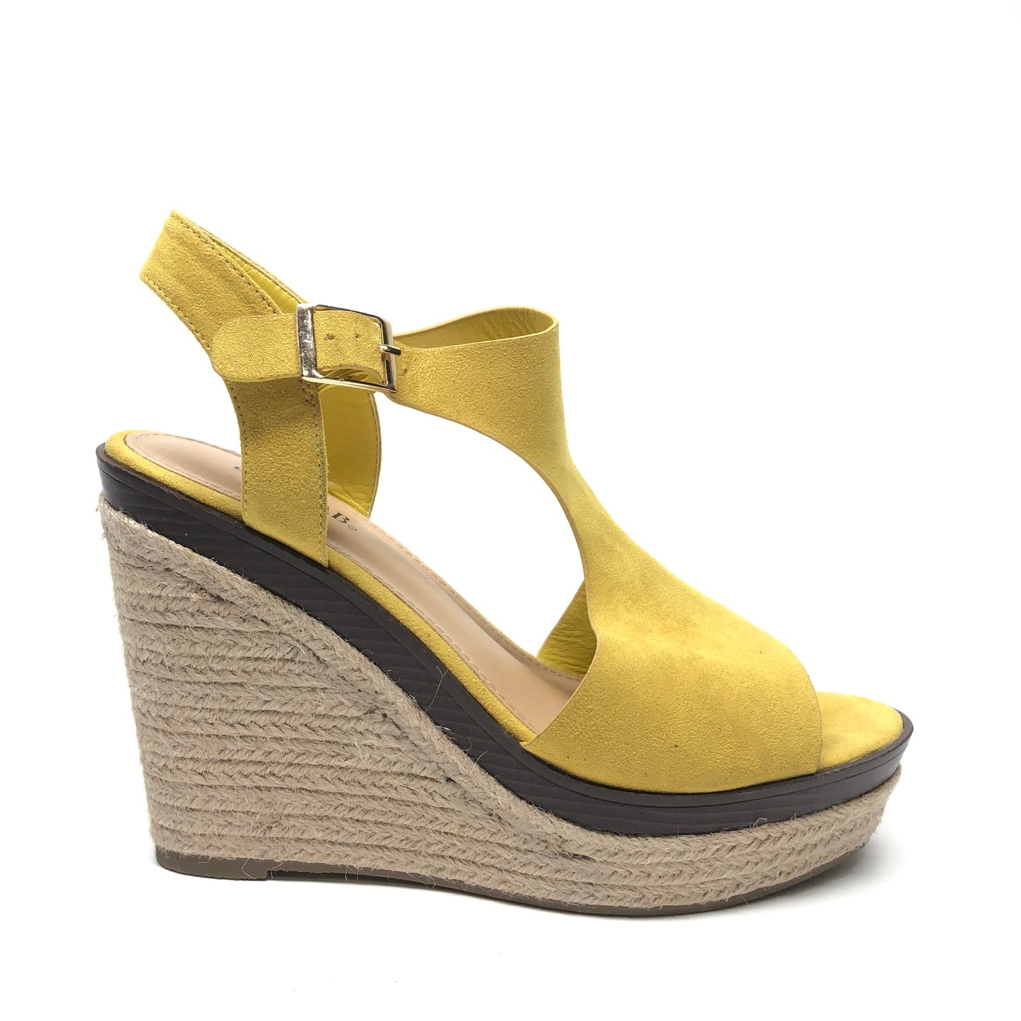 Yellow Sandals Heels Wedge Just Fab, Size 11