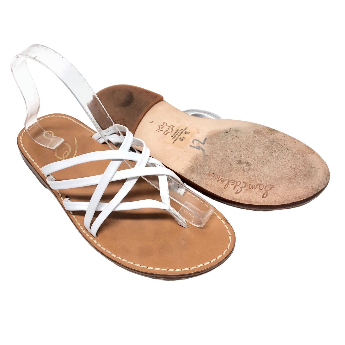 White Sandals Flats Sam Edelman, Size 9