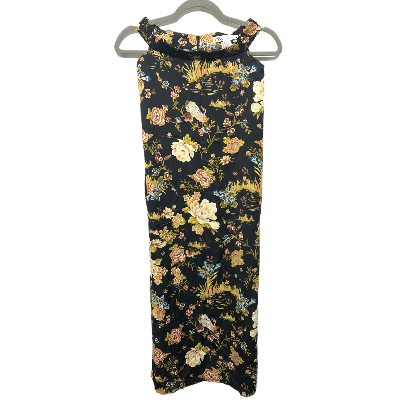 Dress Casual Midi By Zara In Black & Yellow, Size: S