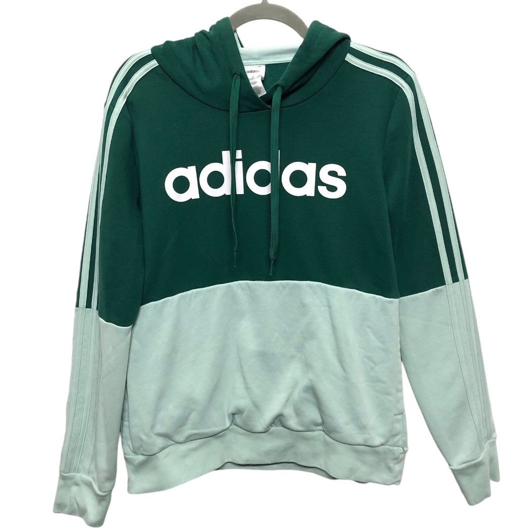 Athletic Sweatshirt Hoodie By Adidas In Green, Size: M