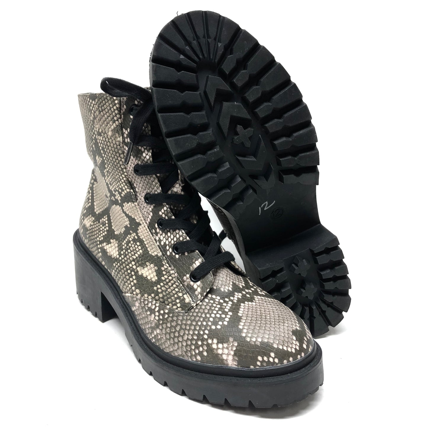 Boots Combat By Universal Thread In Snakeskin Print, Size: 12