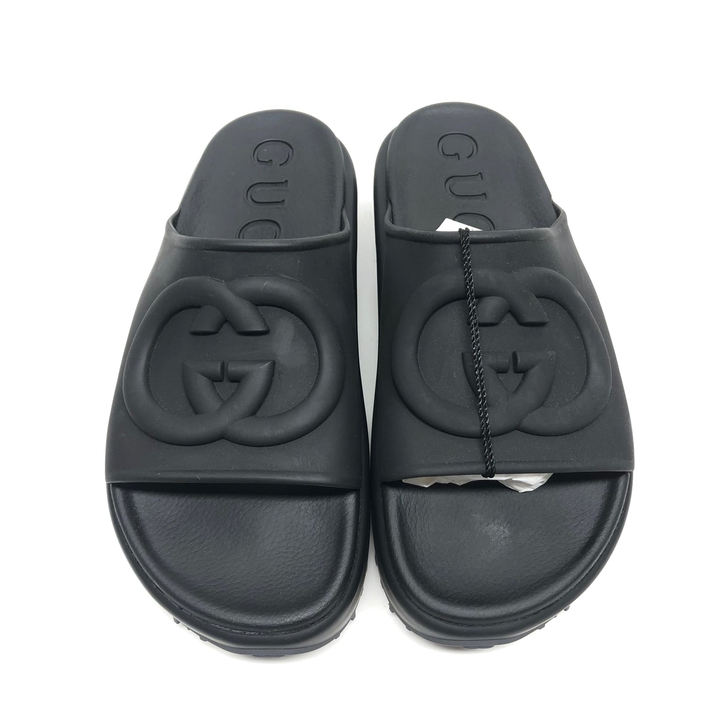 Sandals Luxury Designer By Gucci In Black, Size: 10.5