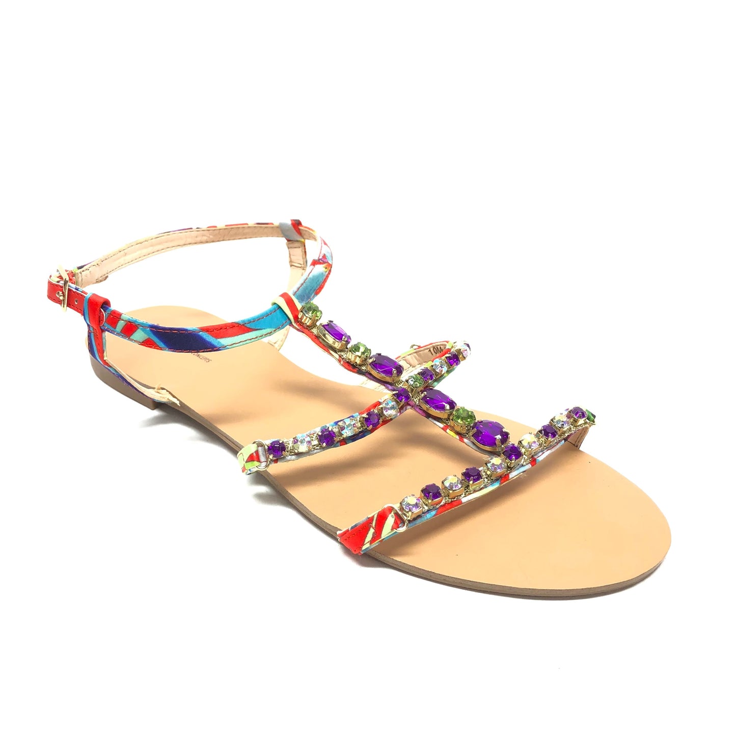 Multi-colored Sandals Flats Inc, Size 10