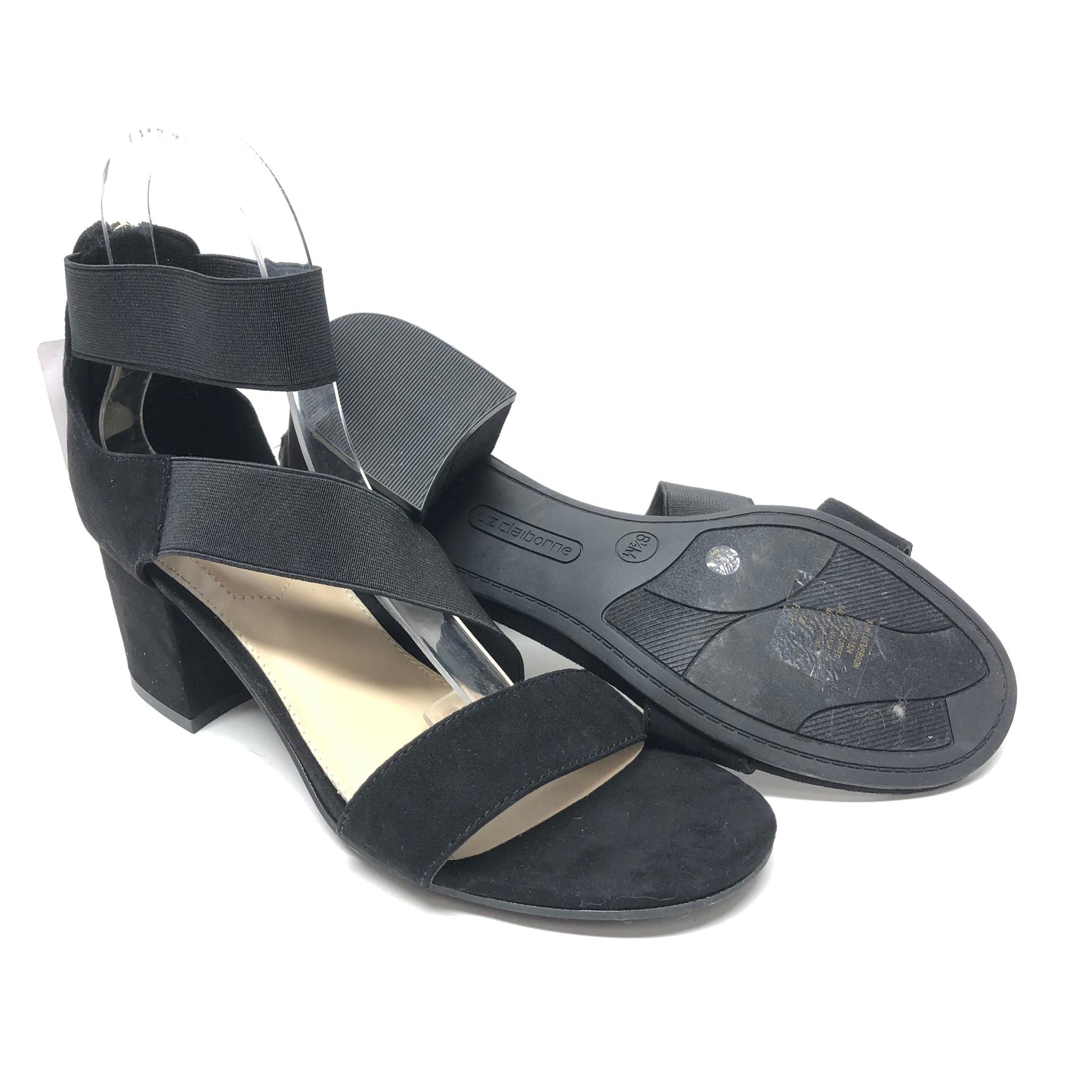 Black Sandals Heels Block Liz Claiborne, Size 8.5