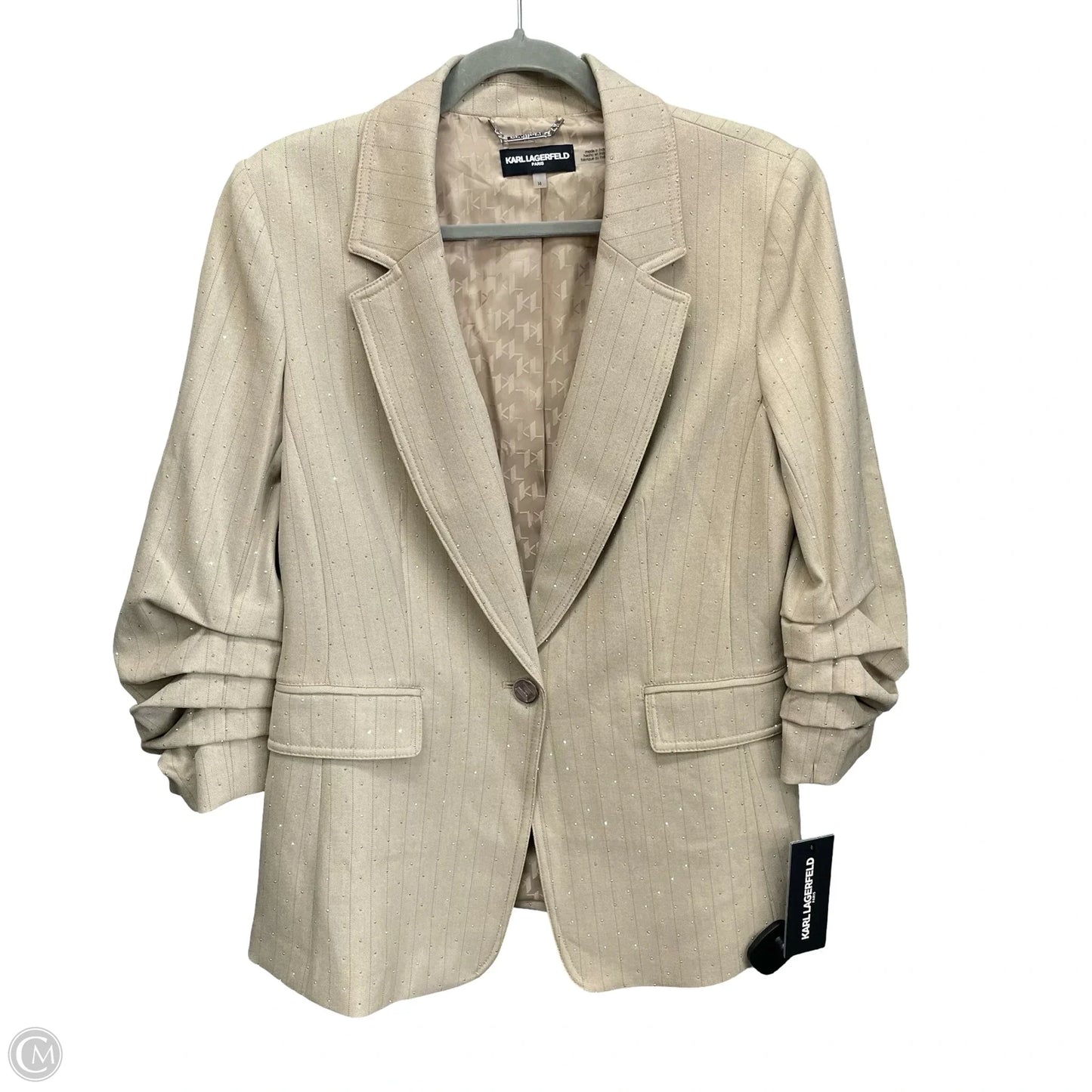 Blazer Designer By Karl Lagerfeld In Tan, Size: 14