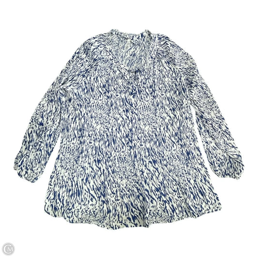 Top Long Sleeve By White Mark In Blue & White, Size: 2x