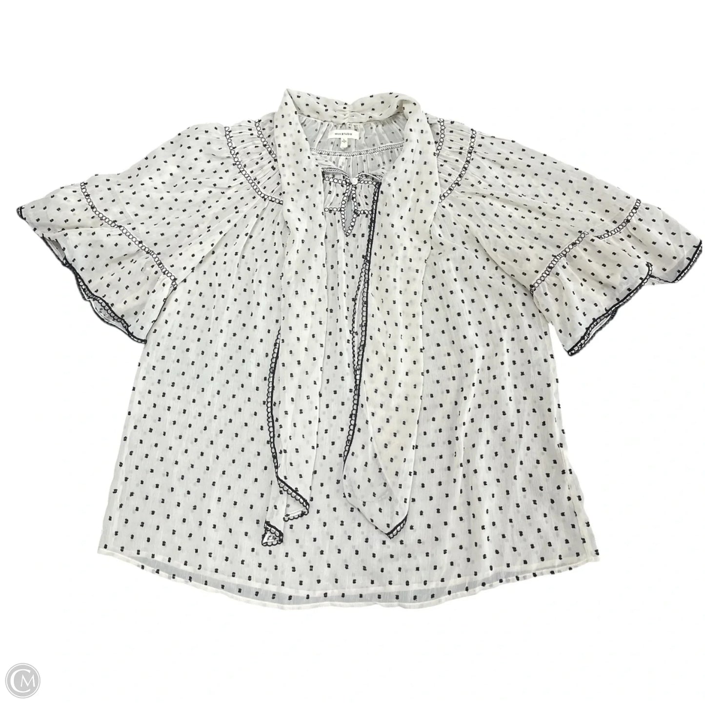 Top Short Sleeve By Max Studio In Cream, Size: L