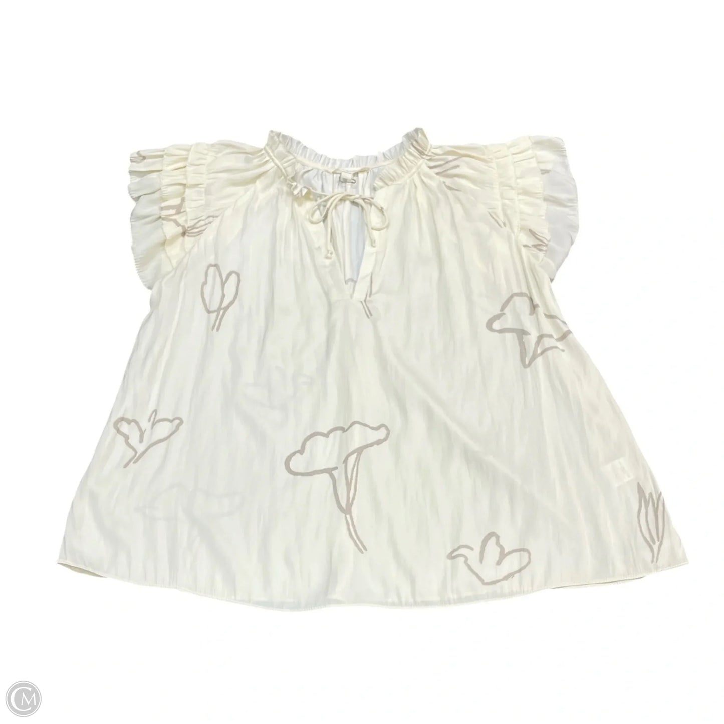 Top Short Sleeve By Grade & Gather In Cream, Size: M