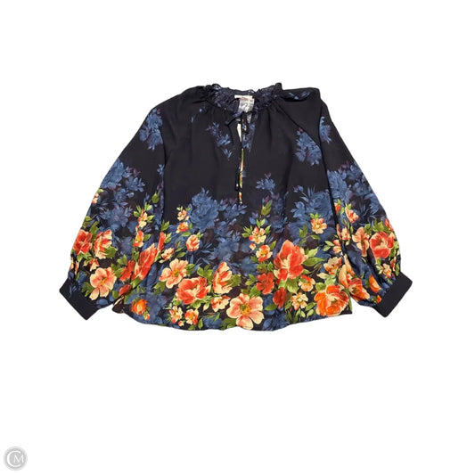 Top Long Sleeve By Easel In Navy, Size: L