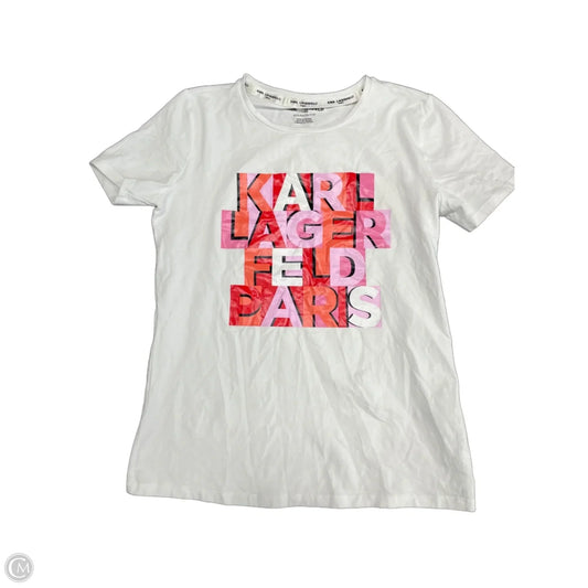Top Short Sleeve Designer By Karl Lagerfeld In White, Size: Xxs