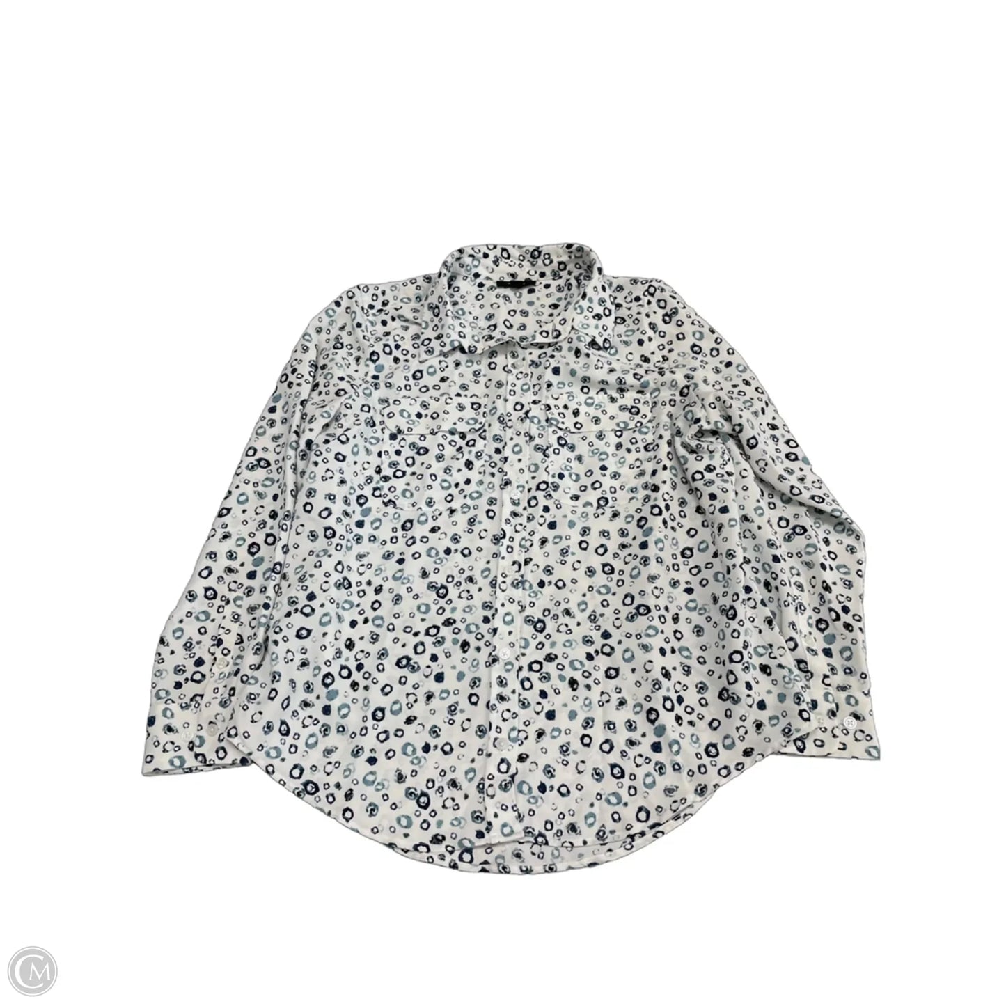 Top Long Sleeve By Alfani In Blue & White, Size: L