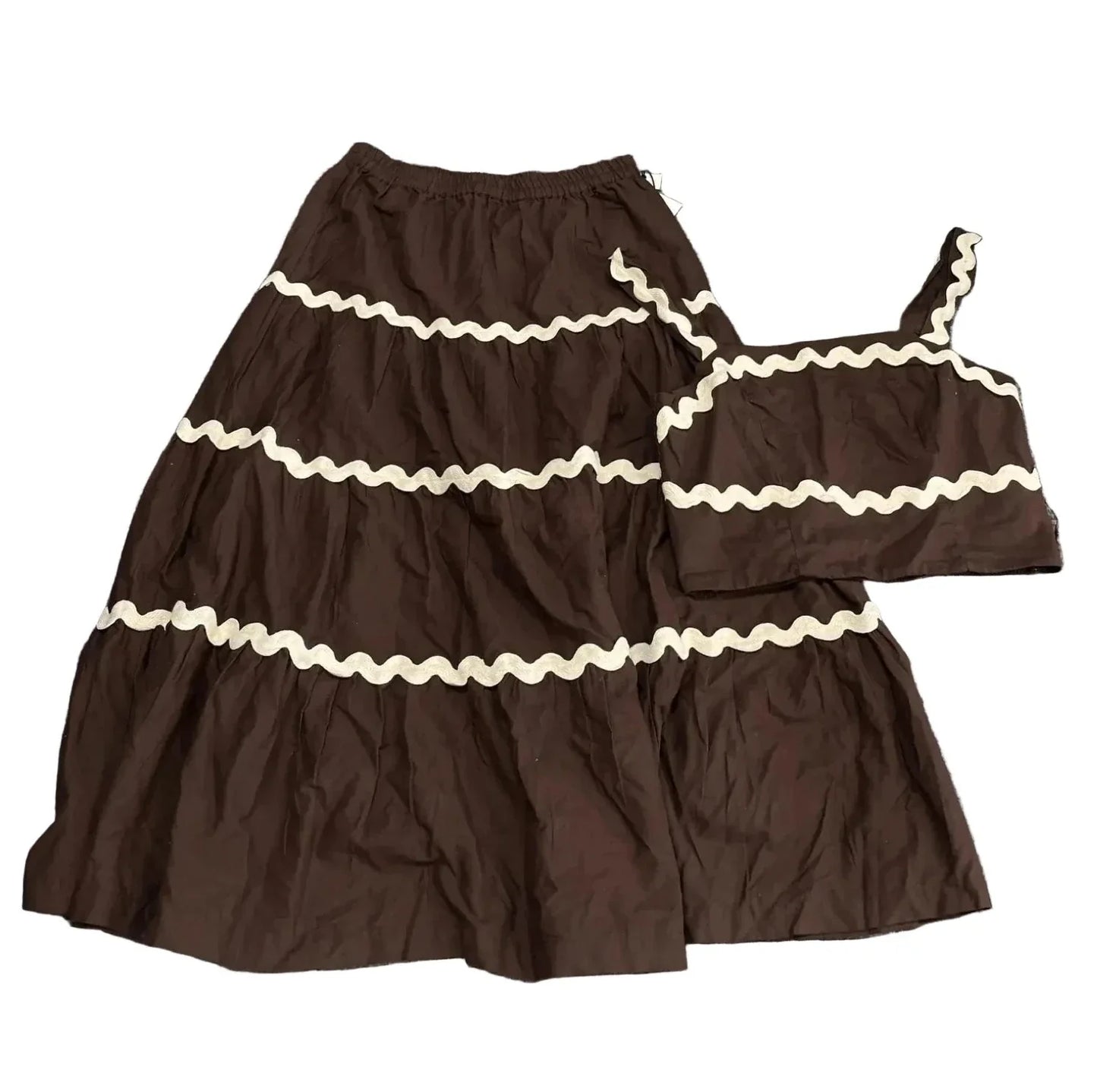 Skirt Set 2pc By Japna In Brown, Size: L