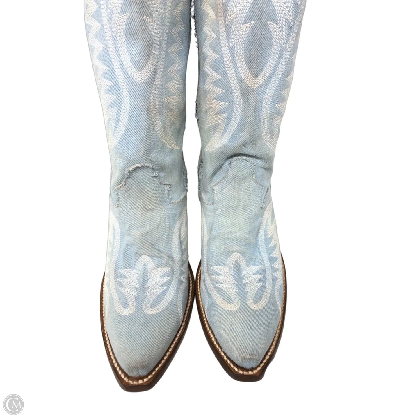 Boots Western By Dan Post In Blue Denim, Size: 10