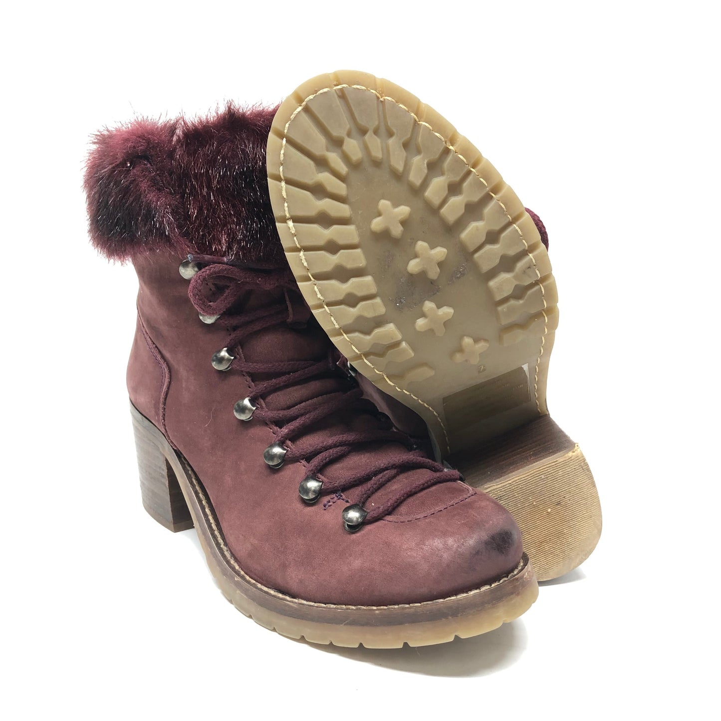 Boots Ankle Heels By Steve Madden In Maroon, Size: 7