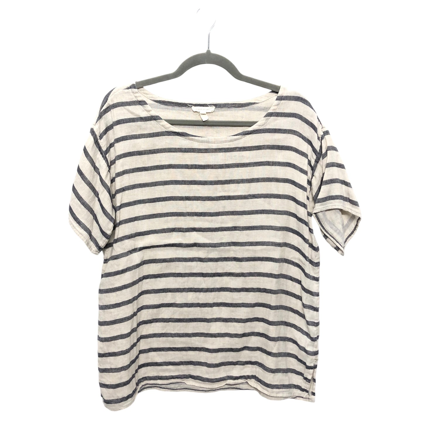 Top Short Sleeve By Eileen Fisher In Grey & Yellow, Size: S