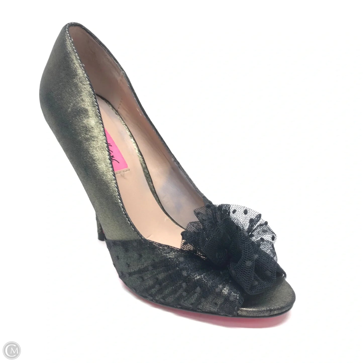 Shoes Heels Stiletto By Betsey Johnson In Black & Gold, Size: 8