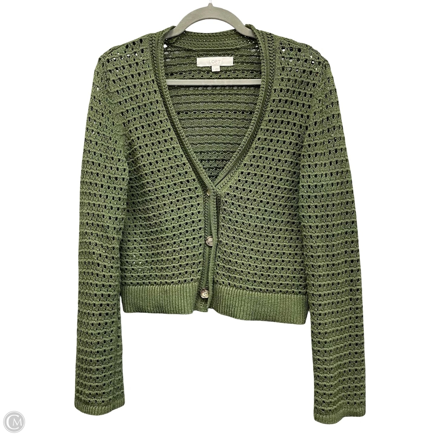 Sweater Cardigan By Loft In Green, Size: M