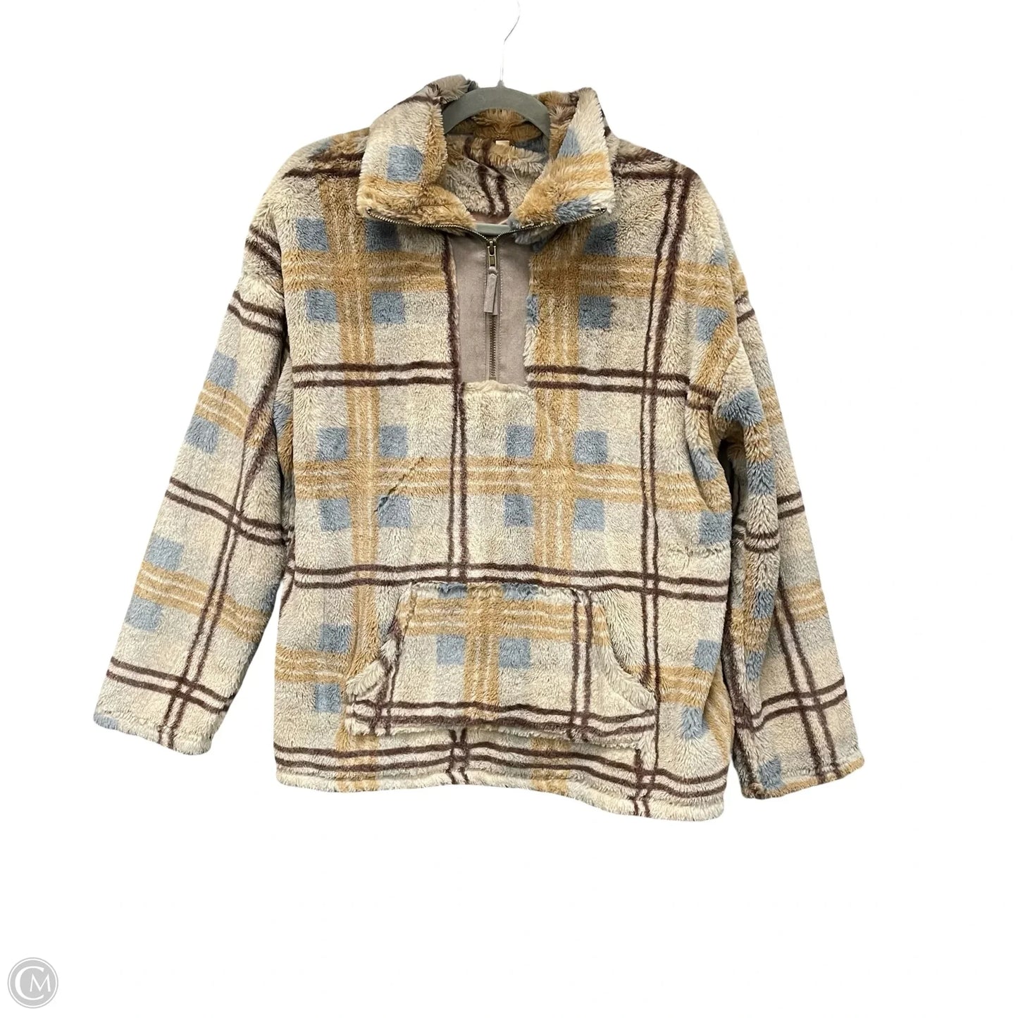 Jacket Fleece By Oddi In Blue & Brown, Size: L