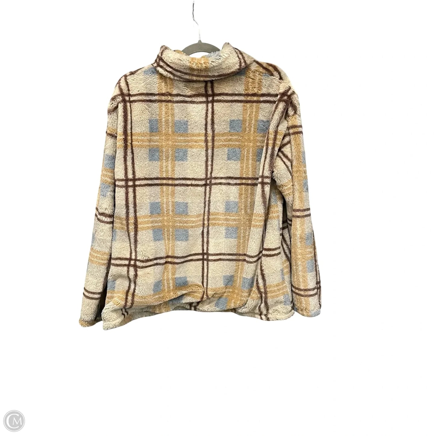 Jacket Fleece By Oddi In Blue & Brown, Size: L