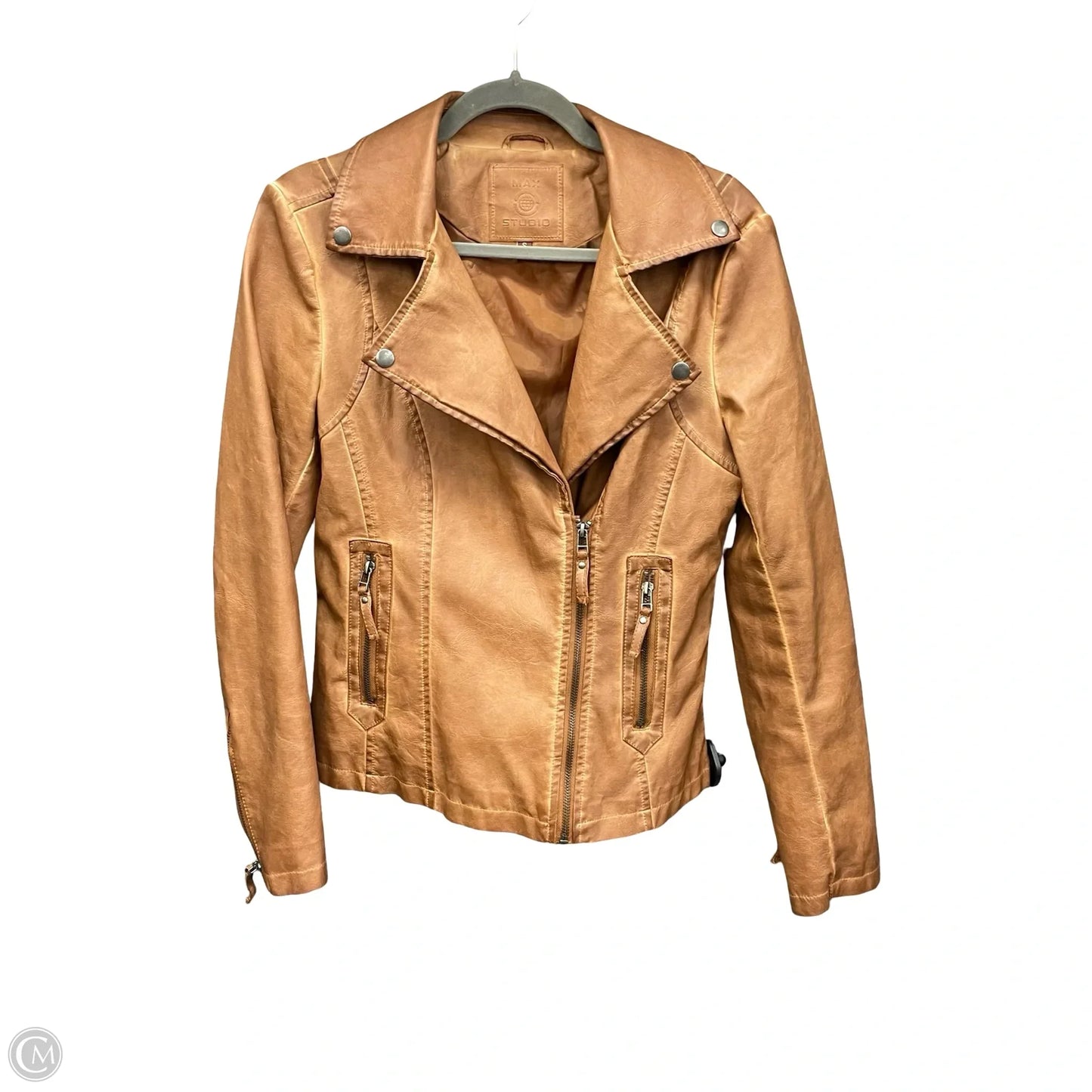 Jacket Moto By Max Studio In Tan, Size: S