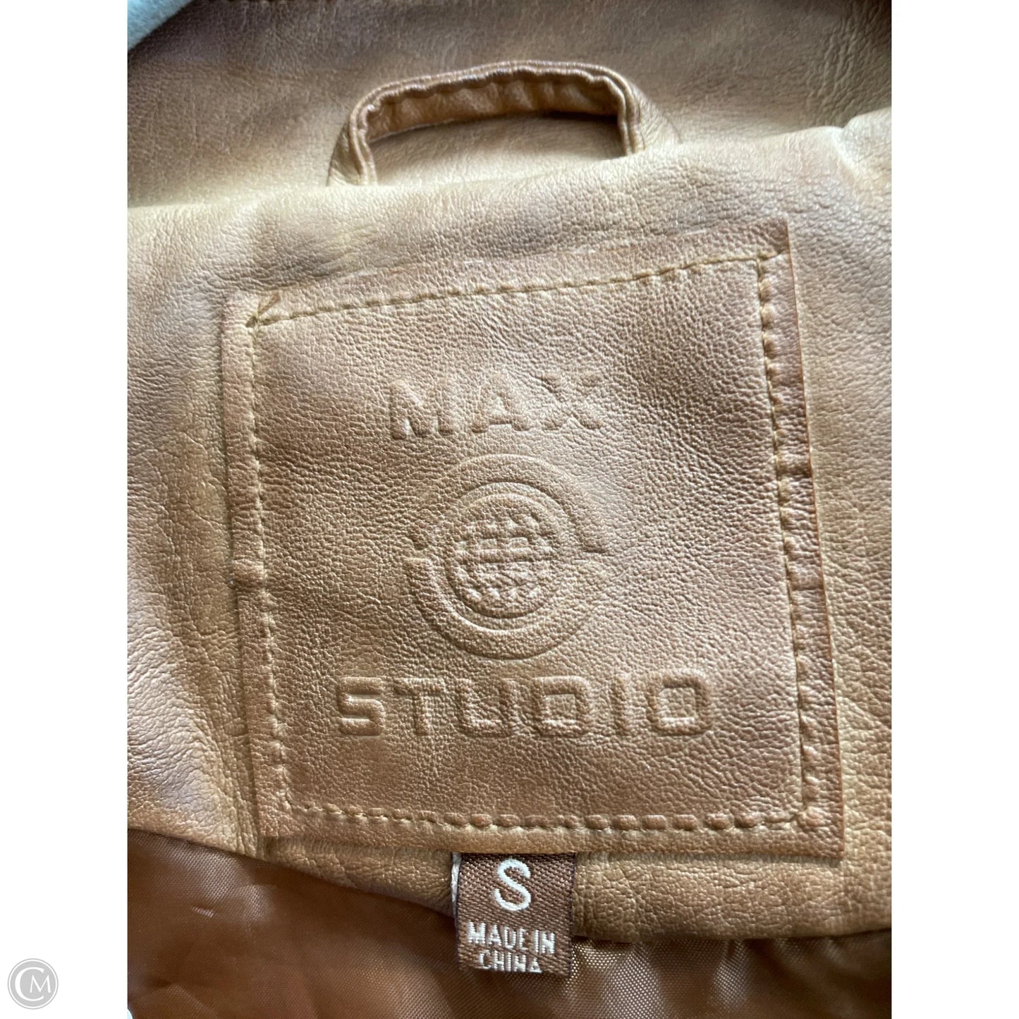 Jacket Moto By Max Studio In Tan, Size: S